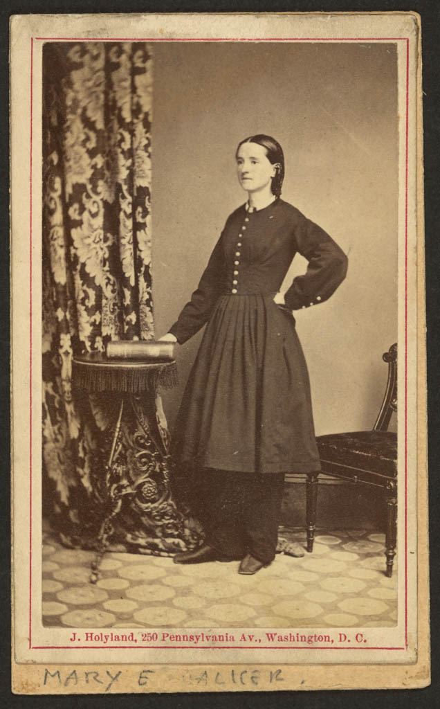 Mary Walker, wearing a dress over trousers, 1860. (Library of Congress) 